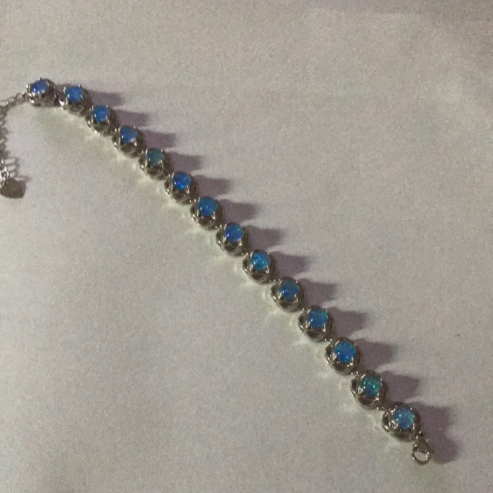 Elegant Silver and Blue opal Bracelet